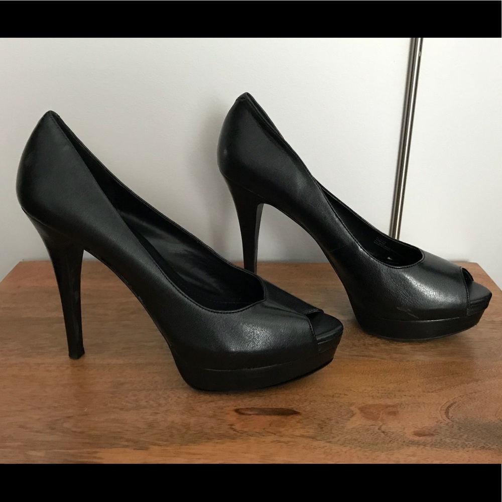 BCBGeneration Black Peep-toe Heels